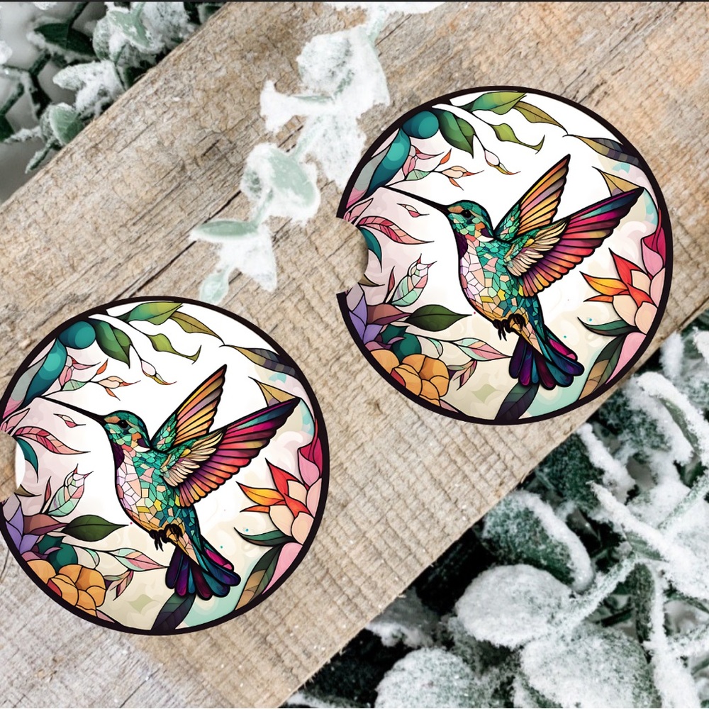 Handmade Hummingbird Car Coasters | New Set Of Two Hummingbird Car Coast…